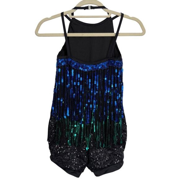 Weissman One Piece Romper Dance Costume Sequins Fringe Leotard 10926 sz LC - Picture 14 of 16